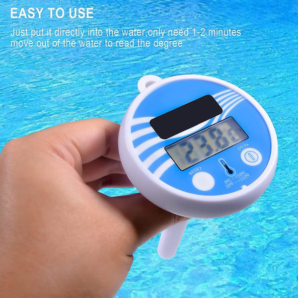 Flytende bassengtermometer trådløst - Svømmebassengtemperaturtermometer Lettlest, Solar Digital
