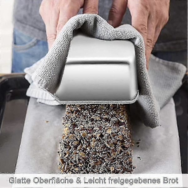 Brødform, sæt med 2, brødbageform i rustfrit stål, rektangulær kageform