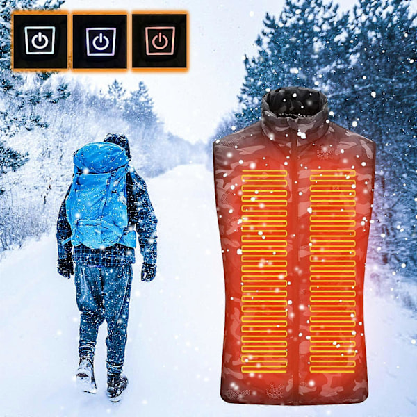 Rea Värmeväst Elektrisk Uppvärmd Väst Konstant Temperatur Uppvärmda Kläder Värmeväst Uppvärmda Bomullskläder (9 Zoner 4Xl)