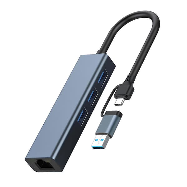 USB3.0 Ethernet Adapter 2 i 1 Plug And Play 5 Gbps Højhastigheds Driverfri Nem Installation til RJ45 Type-C HUB Koncentrator til MacBook Pro Computer A