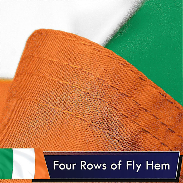 Irland Flag - 3x5 Fod - Livlige Farver - Messingøjer - Kvalitets Polyester