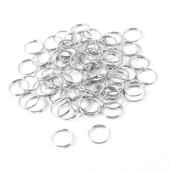 10mm Dia Silver Tone Metal Split Loop Key Rings Holders Replacement 80 Pcs