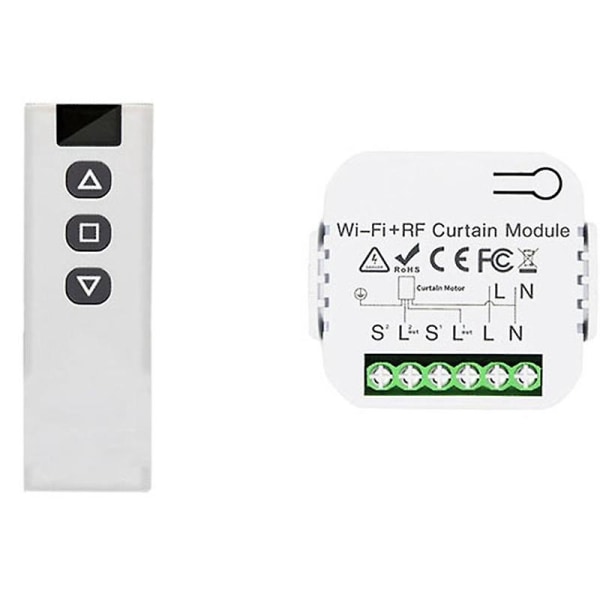 Tuya Smart Life WiFi 433Mhz Blindgardinkontakt med RF-fjernbetjening til elektrisk rulleudløserkontrol
