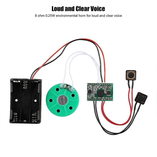 DIY Stemmekortmodul - 60 sekunders opptak og avspilling, 10CM kabelforlengelse
