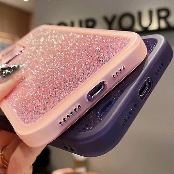 Fodral för iPhone 15 Pro Max Gradient Glitter Stötsäkert PC+TPU Telefonskal med Linsskydd -
