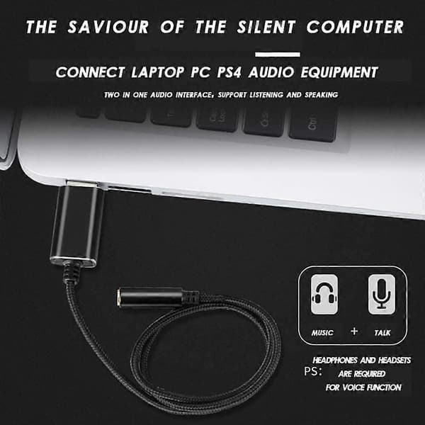 USB til 3,5 mm lydadapter med 3,5 mm hodetelefon- og mikrofoninngang for Windows, for , for , for PC/Lapt