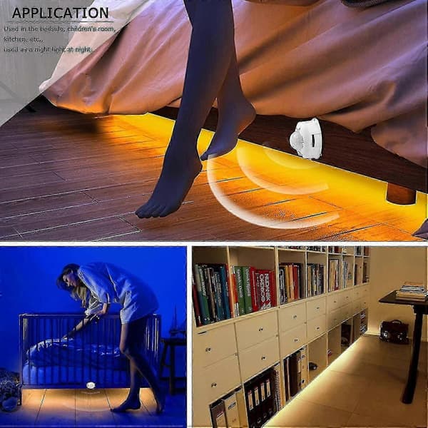 5m Varmhvit LED Nattlys, Fleksibel Stripe Med PIR Bevegelsessensor - Bra