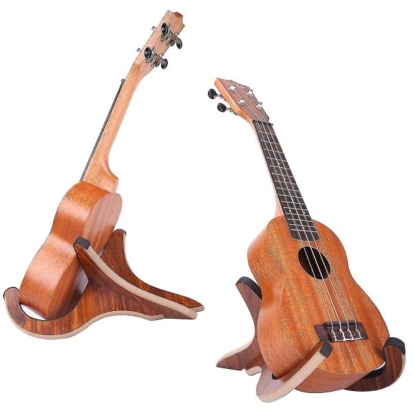 Hoke træinstrumentstativ til ukulele, violin og mandolin 1 stk brun