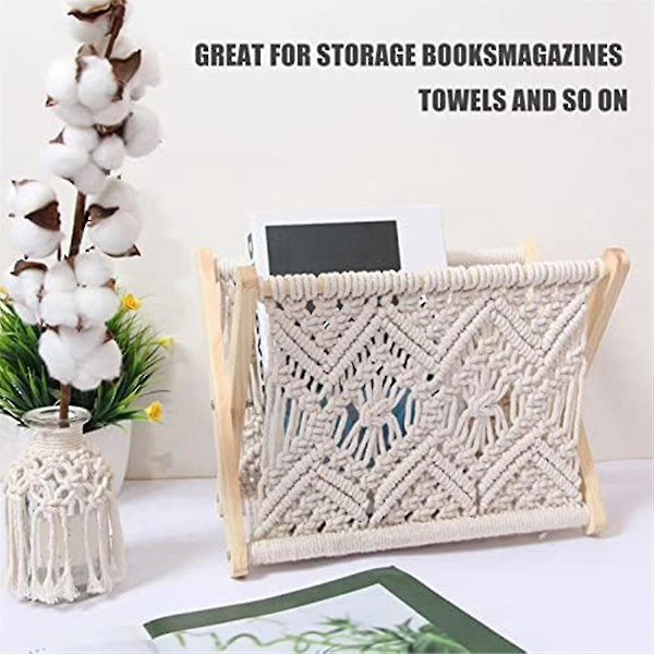 Boho tidningsställ, repvävd tidningsställ, tidningskorgar med reptygdesign, tidningsställ H