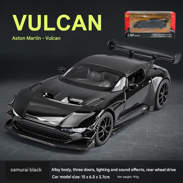 1:32 Asmartin Vulcan legeringsbil modell simulering prydnadsföremål leksaksbil Black