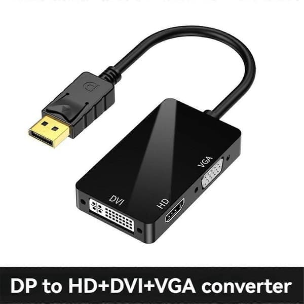 DP til VGA DVI 3-i-1 Adapterkabel DP En-til-Tre Videokonverter Støtter 1080P, Velegnet til Pro