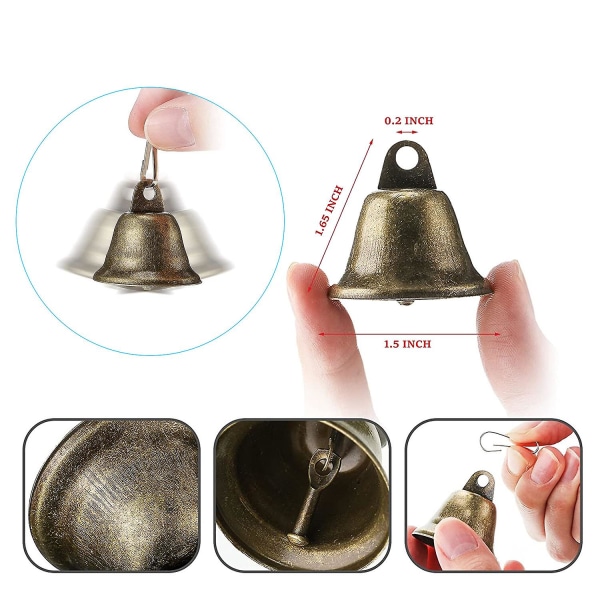 30 stk Bells Craft Small Bells Messing Bells Vintage Bells Med Fjærkroker For å henge Vindklokker Lage Hundetrening