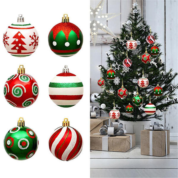 30 stk Julekule Juletrær Ornamenter For Hjemmedekorasjon Jul Hengende Treanheng