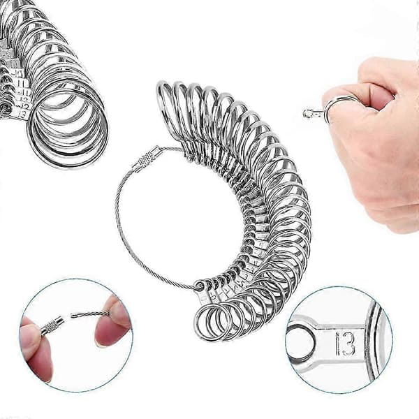 Ringstørrelsesmåler værktøjssæt Metal Ringstørrelser Ringmålere Fingerstørrelse