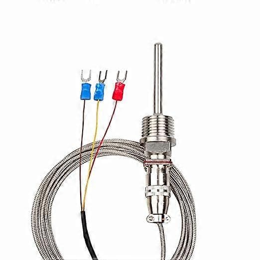 RTD Pt100 Temperatursensor Sonde 3 Ledninger 2M Kabel Termoelement -58~572F (-50-300C) 1/2\" BSP Gjenget