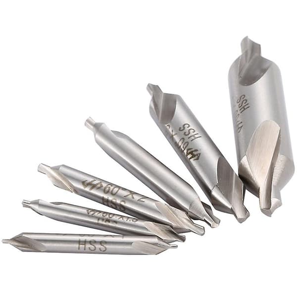 Förpackning med 6 HSS centrumborr, 1/1.5/2/2.5/3/5mm 60 graders centrumborr
