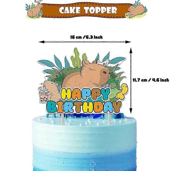 Kapibara-tema Bursdagsparty Dekorasjoner Ballonger Banner Cupcake Kake Topper Kit