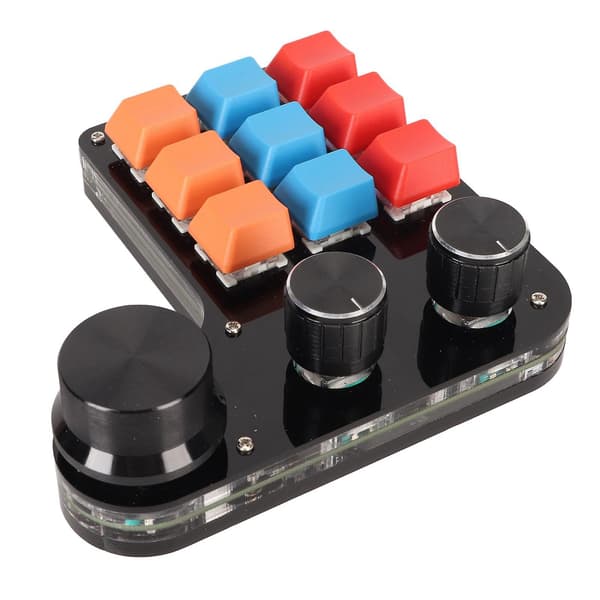 9 Tangenter Programmerbart Tangentbord 3 Rattar Enhands USB Mini Macro Mekaniskt Gaming Tangentbord för Kontor