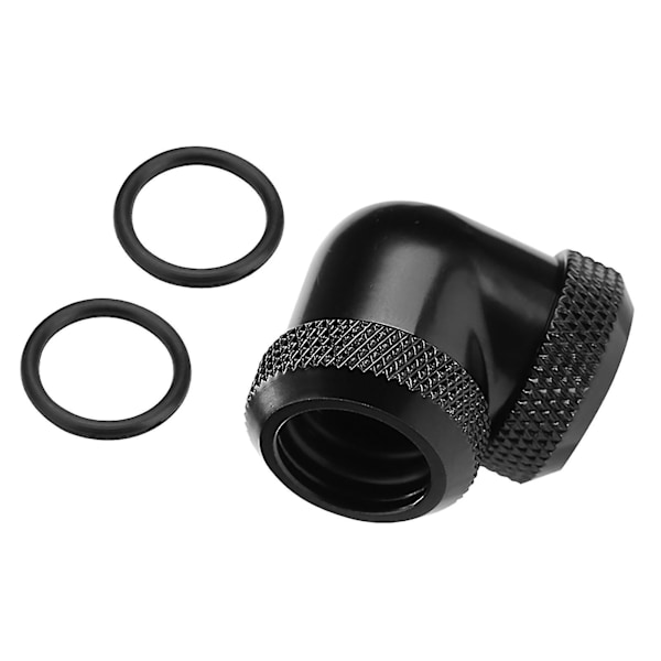 DIY 90 Graders Vinkel Dubbel Hård Röranslutning för 14mm OD Vattenvätskekylning - Svart