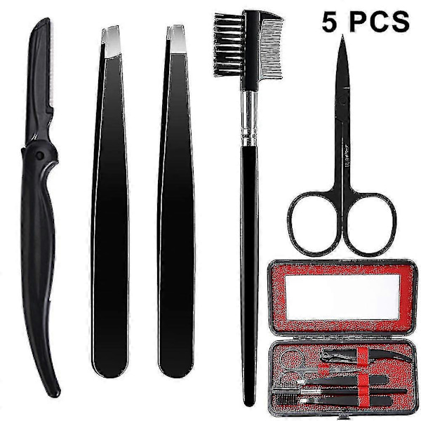 Øjenbryn Kit, 5 i 1 Pincet til Øjenbryn, Professionelt Øjenbrynplejesæt Inkluderer Rustfrit Stål Øjenbryn Razor Øjenbryn