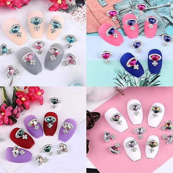 20 stk. 3D Negle Rhinestones, Planet Negle Charms Skinnende Saturn Form Neglekunst Neglepynt - Style3
