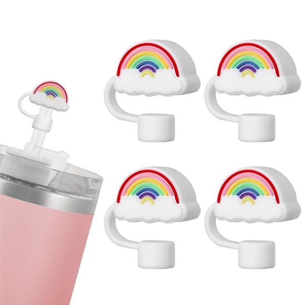 4-pack silikonstråskydd för 40 oz sugrör, återanvändbara drickstrålock för 0,4 tums sugrör, regnbåge, flerfärgade