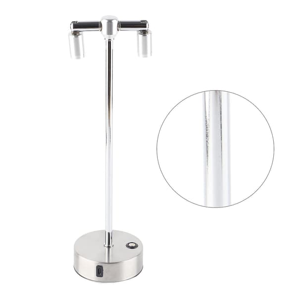 Retro LED Bar Bordlampe med Dobbel Hode Høy Stang Spotlight og Lader - Sølv US Plugg 110?220V