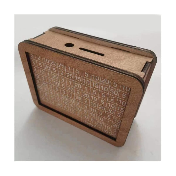 1kpl puinen rahalaatikko , raharasia ja laskuri, puinen rahapankki lapsille 17 x 12,5 x 7 cm