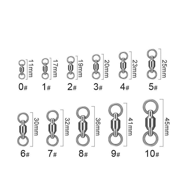 Kugleleje Fiskesvirvel Rustfrit Stål Høj Styrke Fiskesvirvel Connector Med Solid Solid Svejs Ring Saltvandsfiskeri Tackle Connectors (25