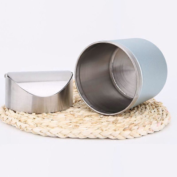 Mini Søppelbøtte for Skrivebord med Lokk. Børstet Rustfritt Stål Svingbøtte. Liten Søppelkasse