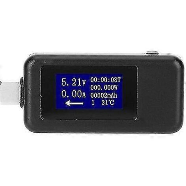 Usb Typ-c Testare, Multifunktionell Dubbelriktad Strömspänning DC Digital Voltmeter (svart)