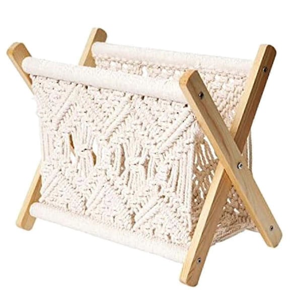 Boho tidningsställ, repvävd tidningsställ, tidningskorgar med reptygdesign, tidningsställ H