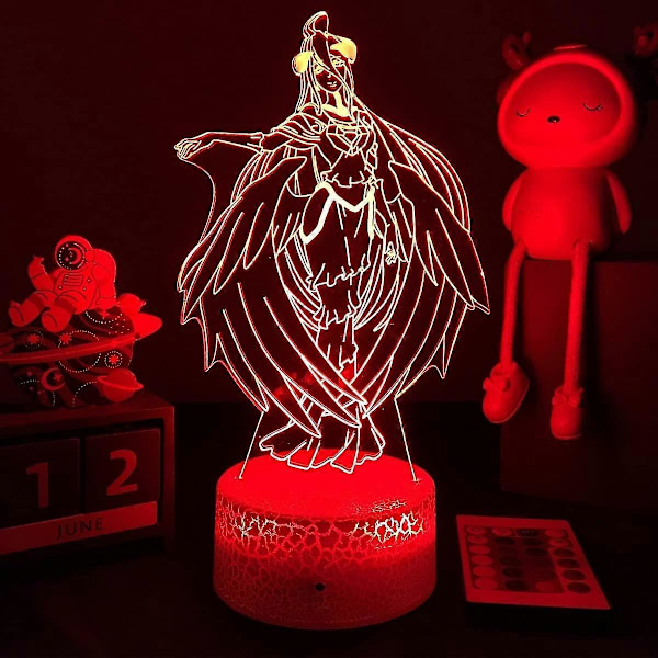 Anime 3D Lampe Overlord LED Natlys Albedo Figur Sengelampe Til Soveværelse Indretning Børn Fødselsdagsgave
