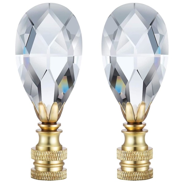 2 pakkausta Teardrop Clear kristallilamppu Viimeinen lampun koristelu lampun varjostimeen kiillotetulla messinkipohjalla