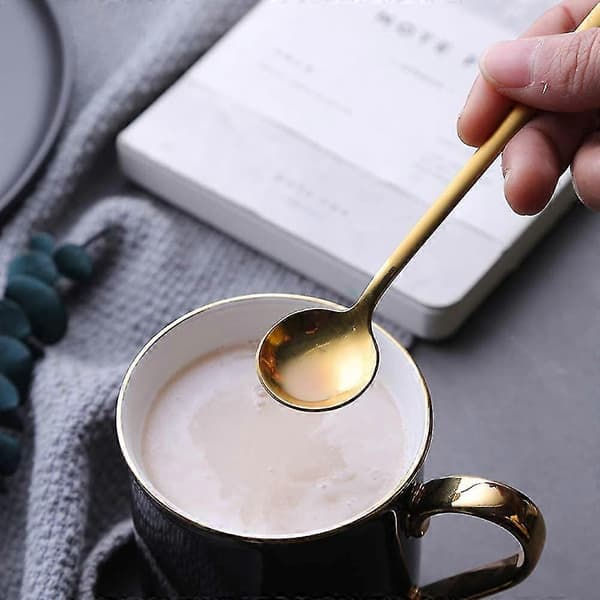 Pakke med 8, Guldbelagte Espressoskeer i Rustfrit Stål 13,5 cm