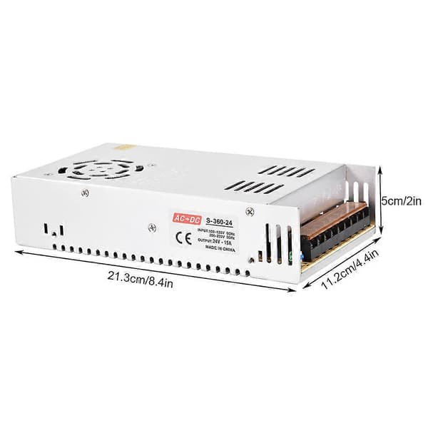 24V 15A 360W Regulert Switch Strømforsyning Adapter Transformator for 3D Printer YEMMA