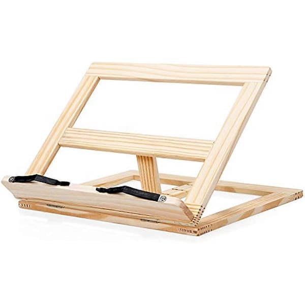 Kaxich Bokstöd i Tallträ för Kokböcker, Vikbart, Justerbart, Bokstöd, Bokdisplayställ för Recept, Kokbok, iPad, Kindle, Surfplatta, PC