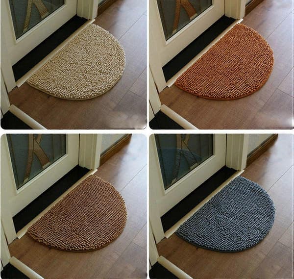 Halvsirkel Badematte, Myk Absorberende Chenille Fluffy Sklisikker Badematte Teppe