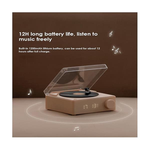 Multifunksjonell Bluetooth-høyttaler vekkerklokke vinylplate spiller skrivebordslydboks for rom soverom