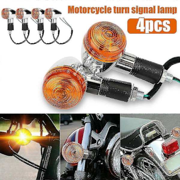 4 stk. Motorcykel Blinklys Amber Lys Led Indikator Kompatibel Harley Yamaha Suzuki