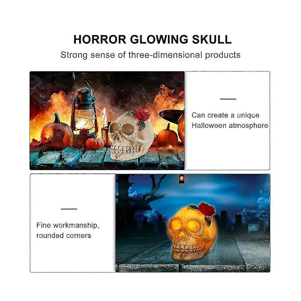 Halloween-pääkallopatsas LED-valo Kuolleiden päivän kukkapääkallo Figuriinivalo Hartsista kauhupääkallo Hor
