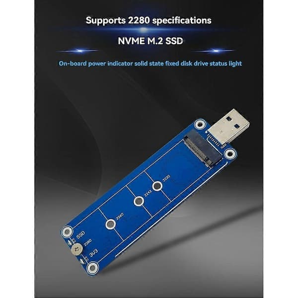M.2 NVME til USB 3.0 Riser Board Konverter Adapter USB 3.0 til M-Key NVME USB3.2 Adapter til 2230 2242