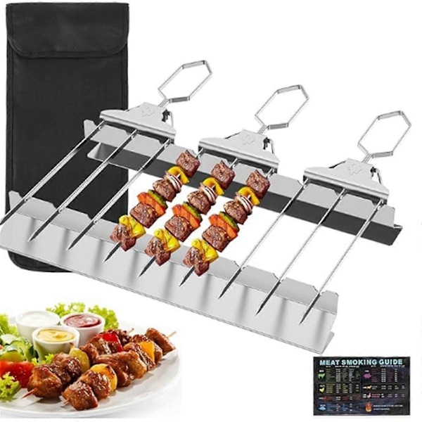 Grillspyd med håndtak, rustfritt stål BBQ spyd Kabob spyd for kjøtt, kylling, pølser, A