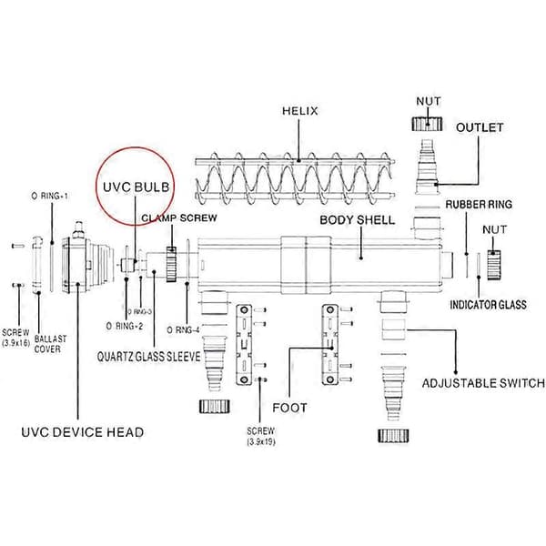 CUV-218 UV-lampa 18W UV-C Rörsterilisator