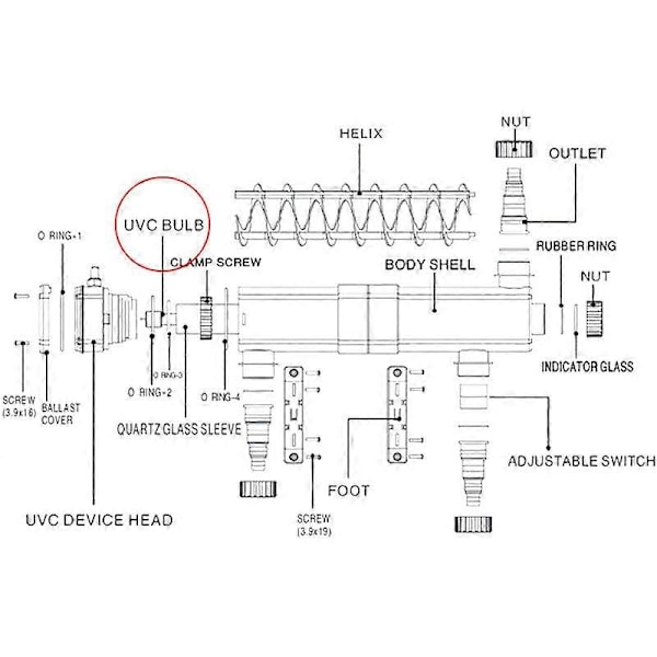CUV-218 UV Lampe 18W UV-C Rør Sterilisator