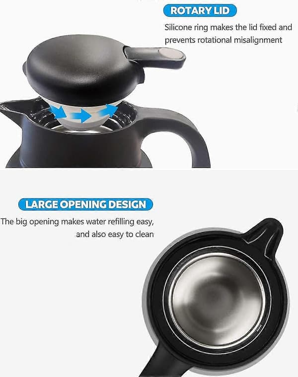Thermos 2.0l, Termokande i rustfrit stål, 24 timers varm og kold opbevaring (sort)