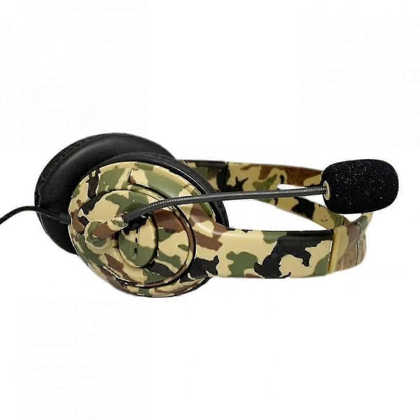 PS4 Kamouflage Bilateralt Stort Headset Trådbundet Spelheadset Gult-grönt