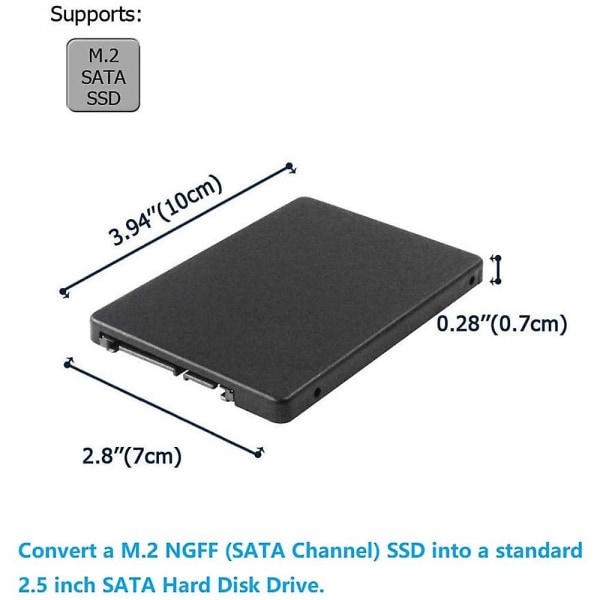 M.2 NGFF til 2,5 tommers SATA SSD/MSATA til SATA adapterkortkasse (B-nøkkel for PC-adapter M2 +M stasjonær sokkel NGFF)