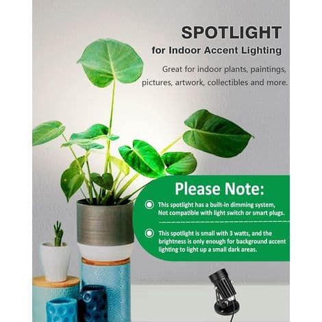 Sæt med 2 dæmpbare 3W LED indendørs gulvspotlights til planter, med 3 farvebelysningstilstande og automatisk tænd/sluk timerfunktion