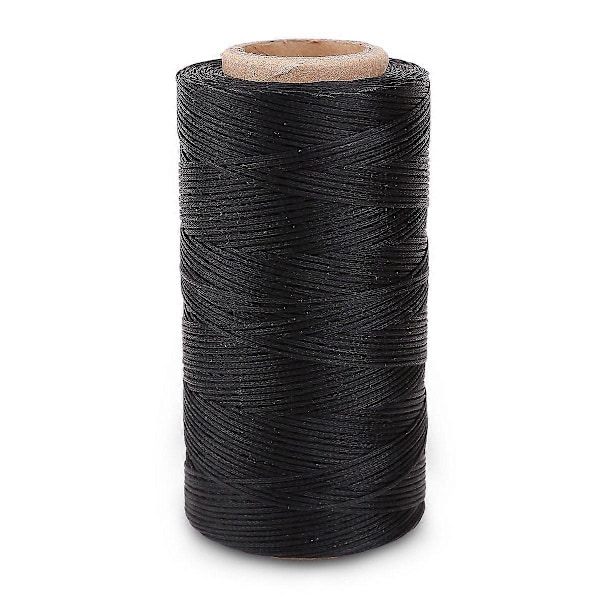 Platt vaxad trådrulle 260M läder läder DIY DIY svart